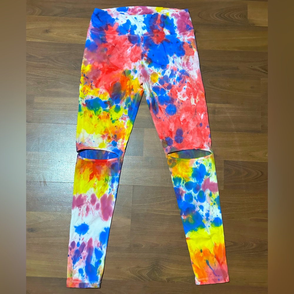 Vullsport Split Knee Leggings - Sunset Tie Dye - Lg
